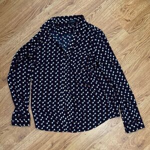 The Limited Navy and White Button Down Shirt